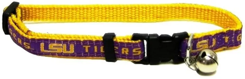 LSU Tigers Nylon gato collar con Bell (NCAA oficial por Mascotas Primera) una talla para todos