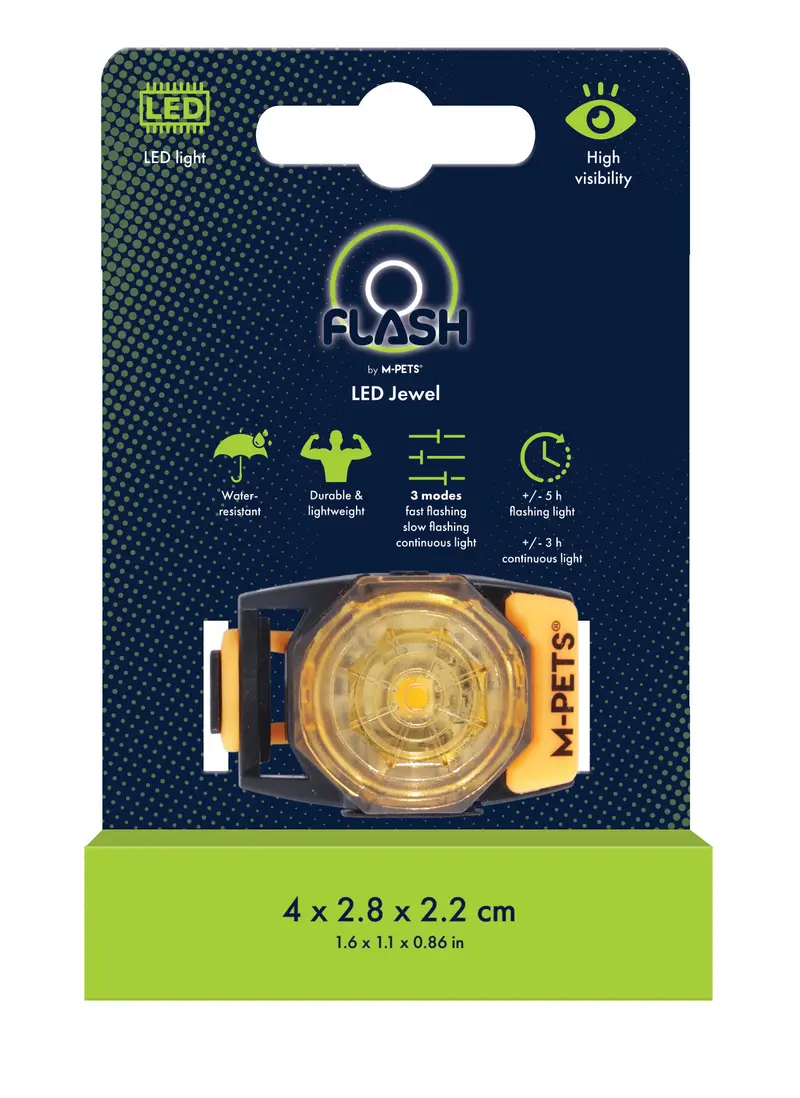 Luz LED de Seguridad FLASH Jewel para Mascotas - Naranja (Orange) | M-PETS