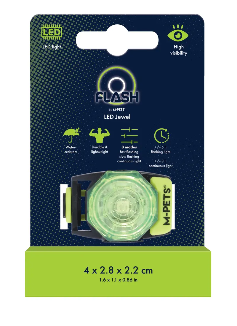 Luz LED de Seguridad FLASH Jewel para Mascotas - Verde (Green) | M-PETS
