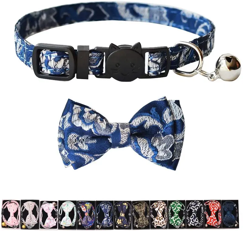 M-YOUNG Collar para gato con campana y pajarita, collares de seguridad ajustables para cachorro de gatito (6.7 in a 10,8 pulgadas)