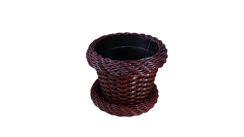 MACETA TEJIDA DAGUA 18 CM ROJO + PLATO 17 TEJIDO