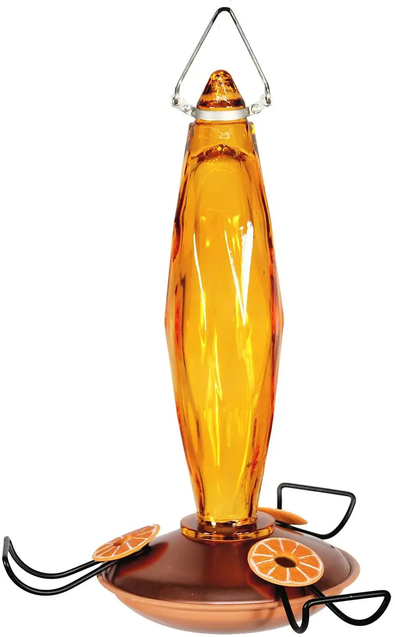 Madera Link Cut vidrio Ámbar Oriole Feeder, Anaranjado