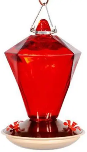 Madera Link Hummingbird Feeder Ruby vidrio Diamond, 1, Beige