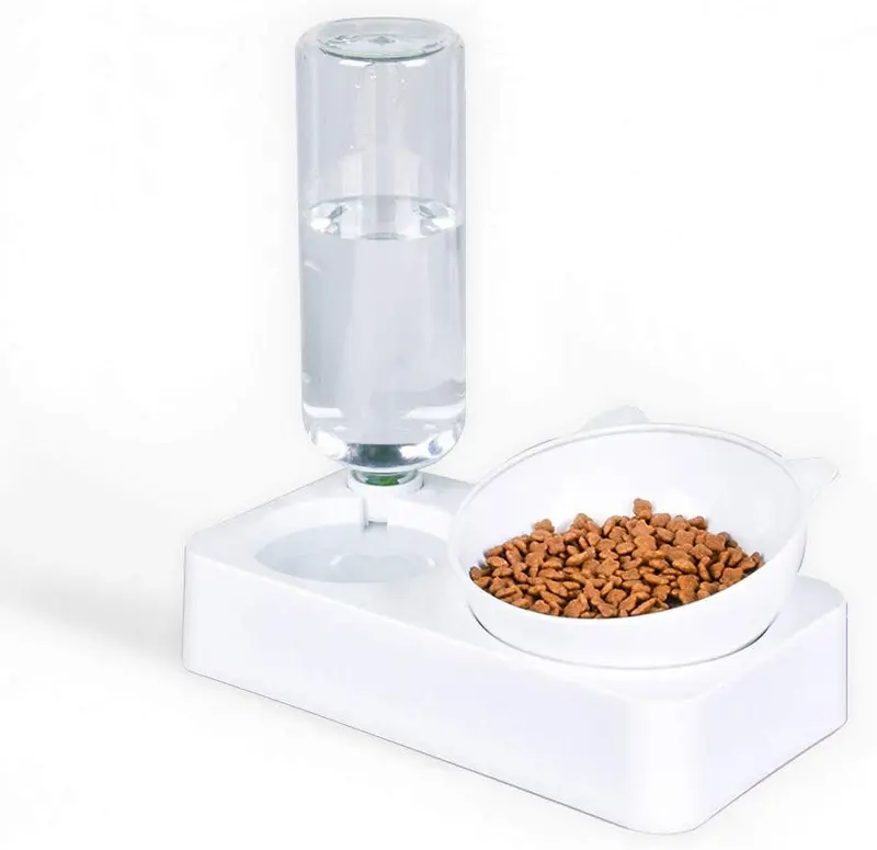 Marchul - Cuenco de agua automático para perros y gatos, cuenco de comida para agua, doble de 0-15°, inclinable ajustable para agua y comida, cuencos elevados para gatos