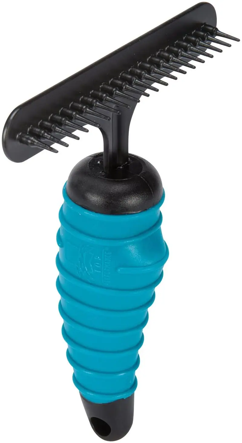 Master Grooming Herramientas ergonómico UNDERCOAT Pets Rastrillo con 20 corto Pasadores de acero, color negro