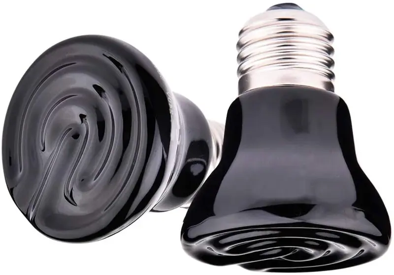 MD Lighting - Bombilla de calor para mascotas (50 W, 2 unidades, cerámica infrarroja, emisor de calor para abrigo, lagarto, corderos, serpiente, sin luz), color negro