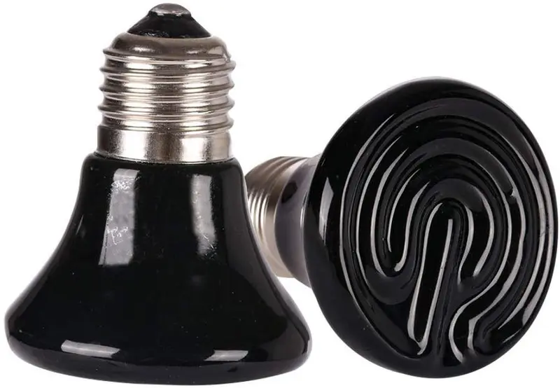 MD Lighting Mini Reptile Bombilla de calor 2 unidades, 25 W 2.362 in mascota infrarrojos Emisor de calor de cerámica para Brooder Coop, lagarto, corderos, serpiente, sin luz, negro