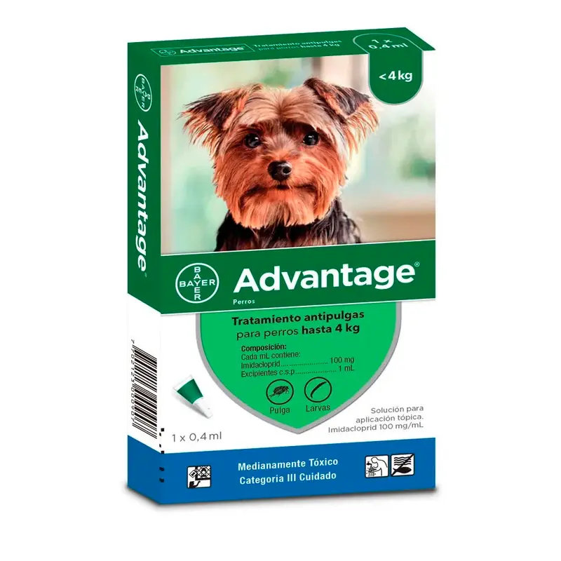 Medicamento Para Perro Advantage 0.4 Ml De 0 A 4 Kg