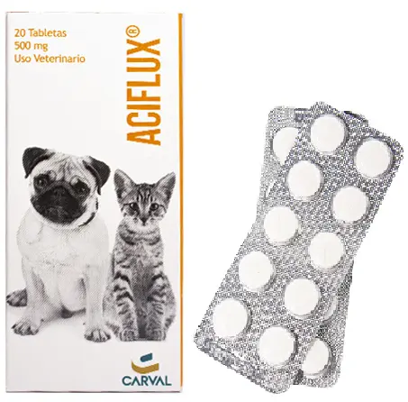 Medicamento Perro Y Gato Aciflux X 500 Mg Blister X 20 Tab