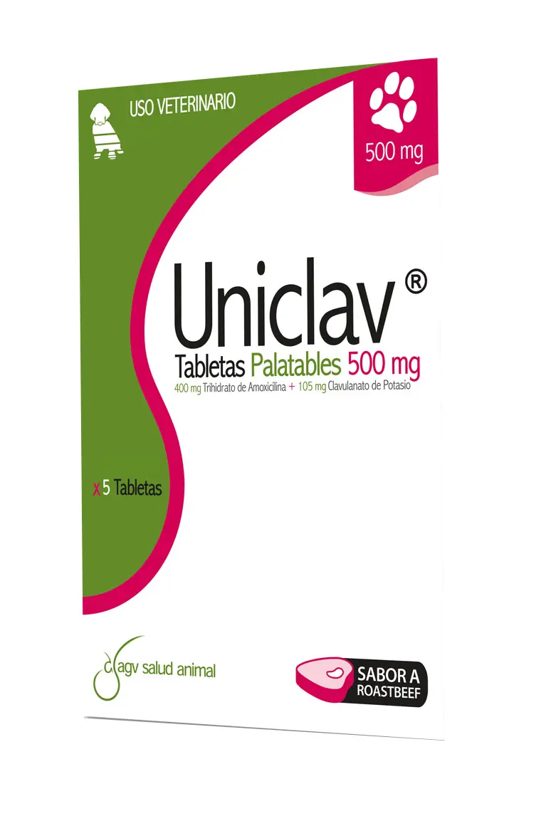 Medicamento Perro Y Gato Uniclav 500 Mg Sobre X 5 Tab