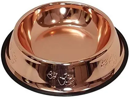 Melzon Petsentials Non-Skid Stylish Food Bowl for Your Pet, Premium Grade Stainless Steel - Elegant Bronze