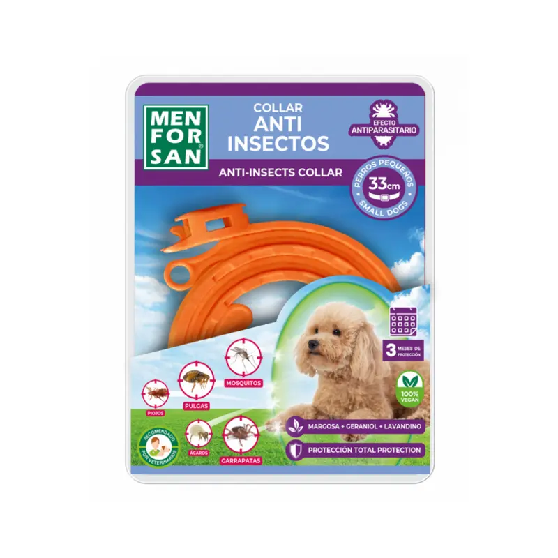MENFORSAN Collar Antiinsectos Perros Pequeños 33 cm para perros