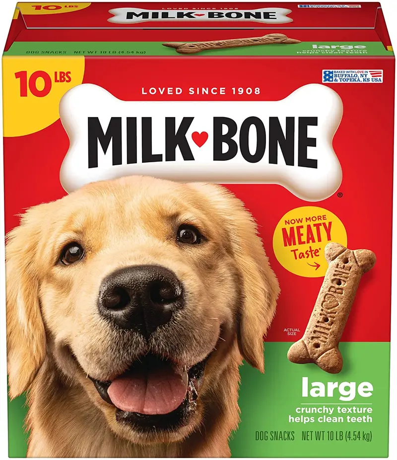 Milk-Bone Original Dog Treats, limpia los dientes, refresca la respiración 10 Pound (Pack of 1) Large
