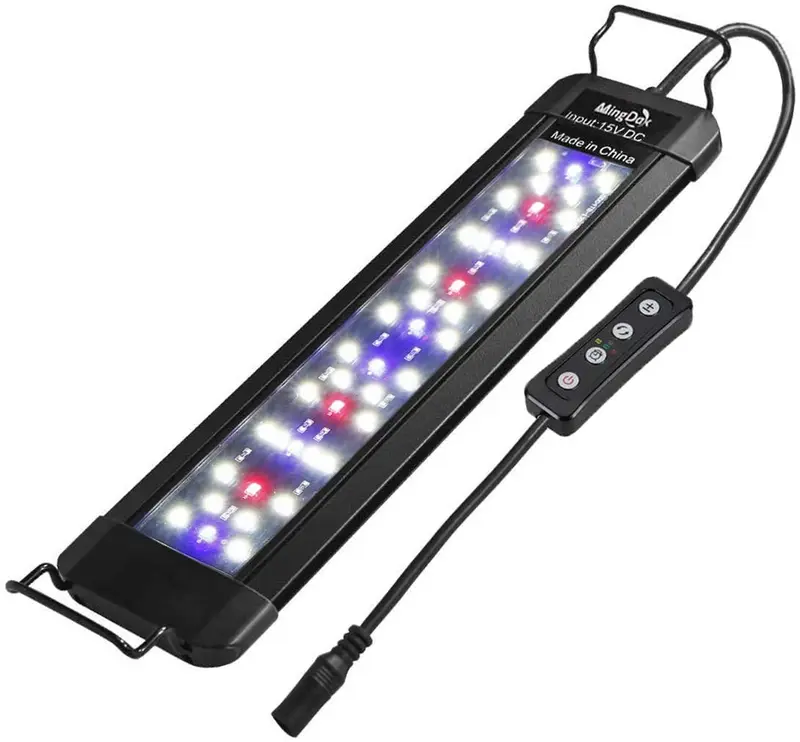 MingDak Luz LED para plantas de acuario, lámpara para tanque de peces, iluminación de espectro completo para acuario de agua dulce, luces LED combinadas de color blanco, azul, rojo