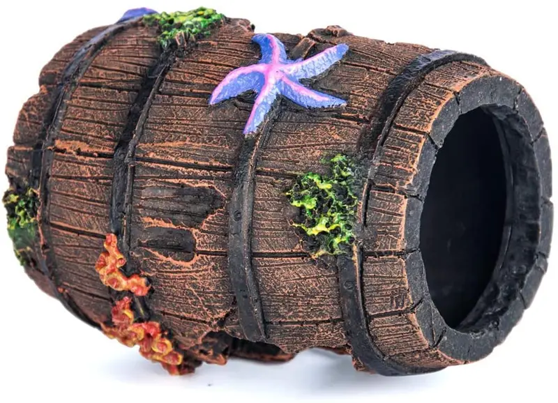 Miracliy - Barril de resina roto para decoración de acuario para pecera, adorno de acuario, cuevas acuáticas
