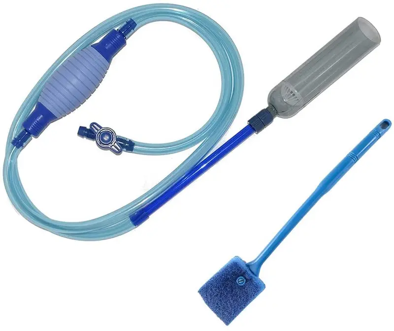 MisteSun - Limpiador de acuario para acuario, bomba de vacío Siphon, cambiador de agua con cinta de control de flujo ajustable y cepillo de limpieza para acuario