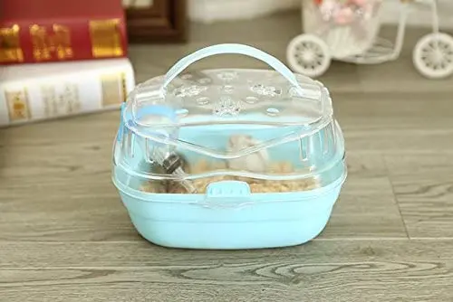 Misyue - Bolsa de transporte portátil para hámster con botella de agua para viajes y al aire libre para hámster y animales pequeños (azul)