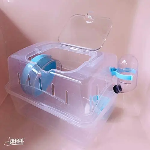 Misyue - Bolsa portadora portátil para hámster con botella de agua para viajes y exteriores para hámster animales pequeños (blanco)