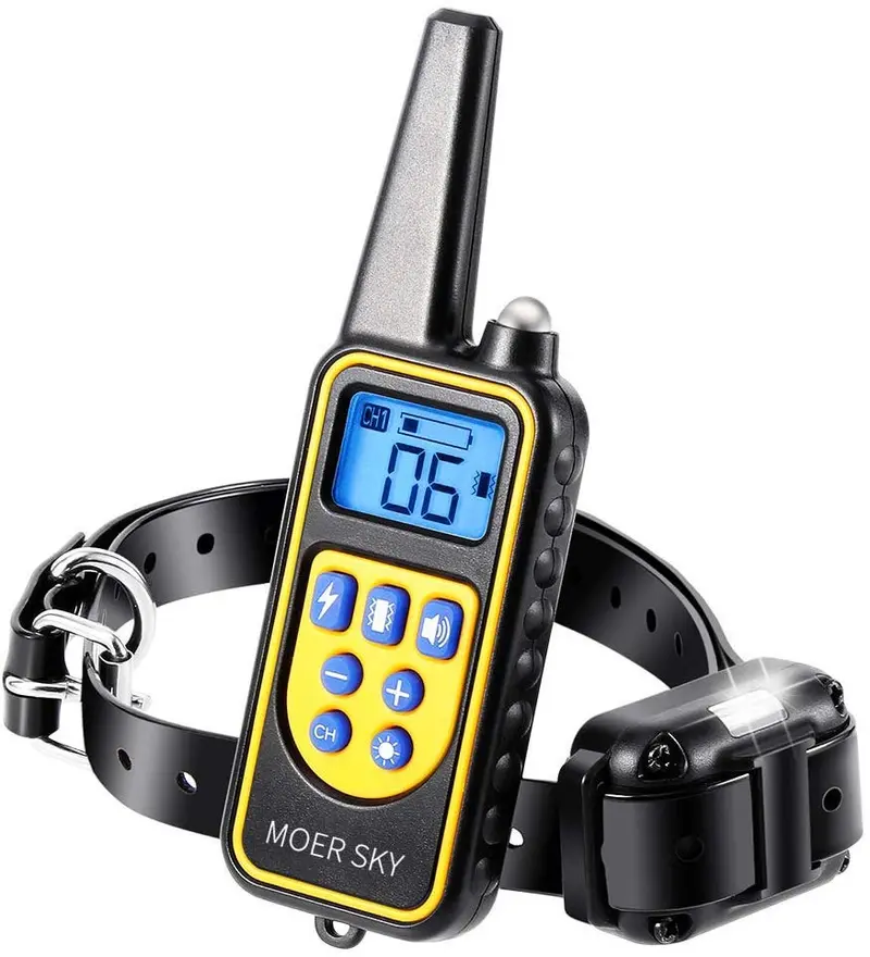 Moer Sky - Collar de entrenamiento para perro, 100% impermeable, recargable a distancia, con luz LED, para perros pequeños, medianos y grandes