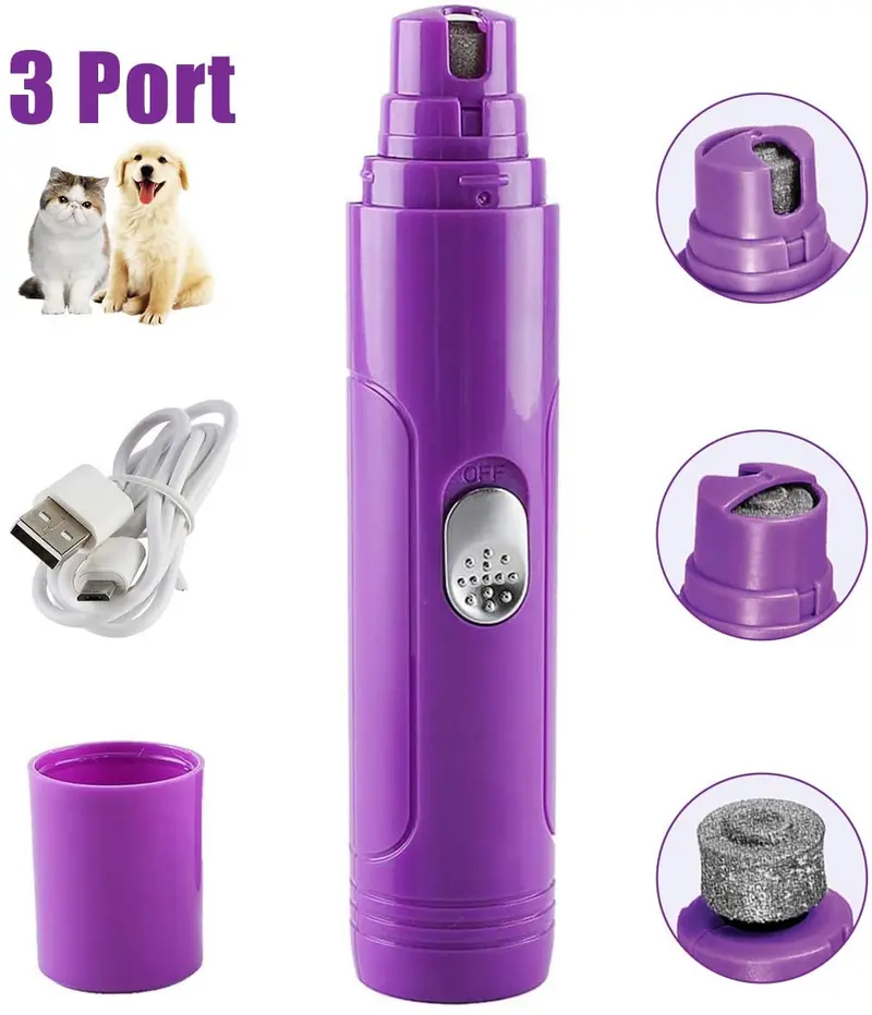 Molinillo de uñas Rull para perros, con bajo ruido eléctrico para mascotas, cortadora de uñas sin dolor, herramienta de aseo para perros, gatos, animales pequeños, molinillo de uñas recargable