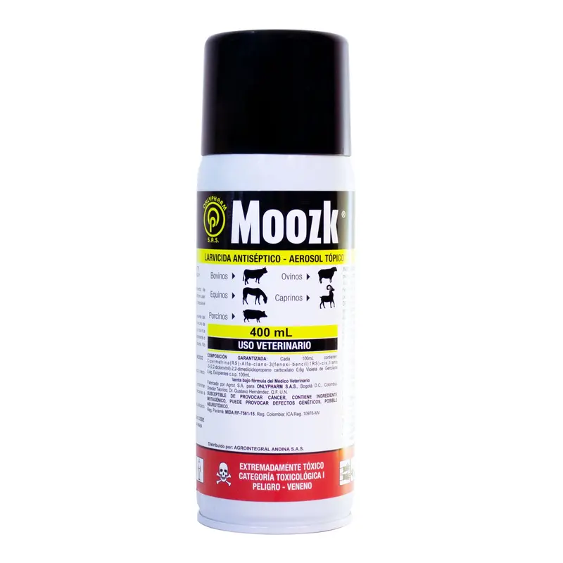 Moozk Aerosol 400 mL - Larvicida, Antiséptico y Repelente para Heridas