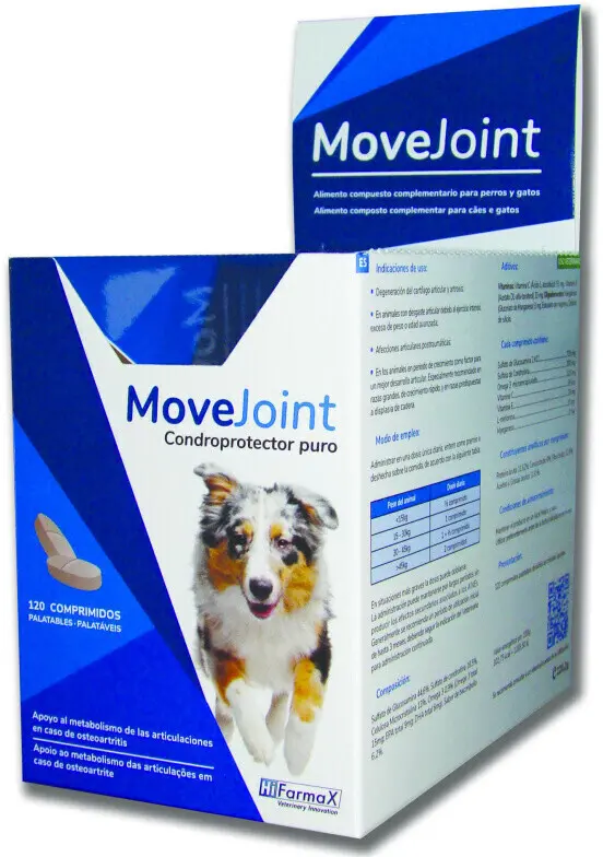 Movejoint 120 Comprimidos | Condroprotector para Perros con Glucosamina y Condroítina | Hifarmax