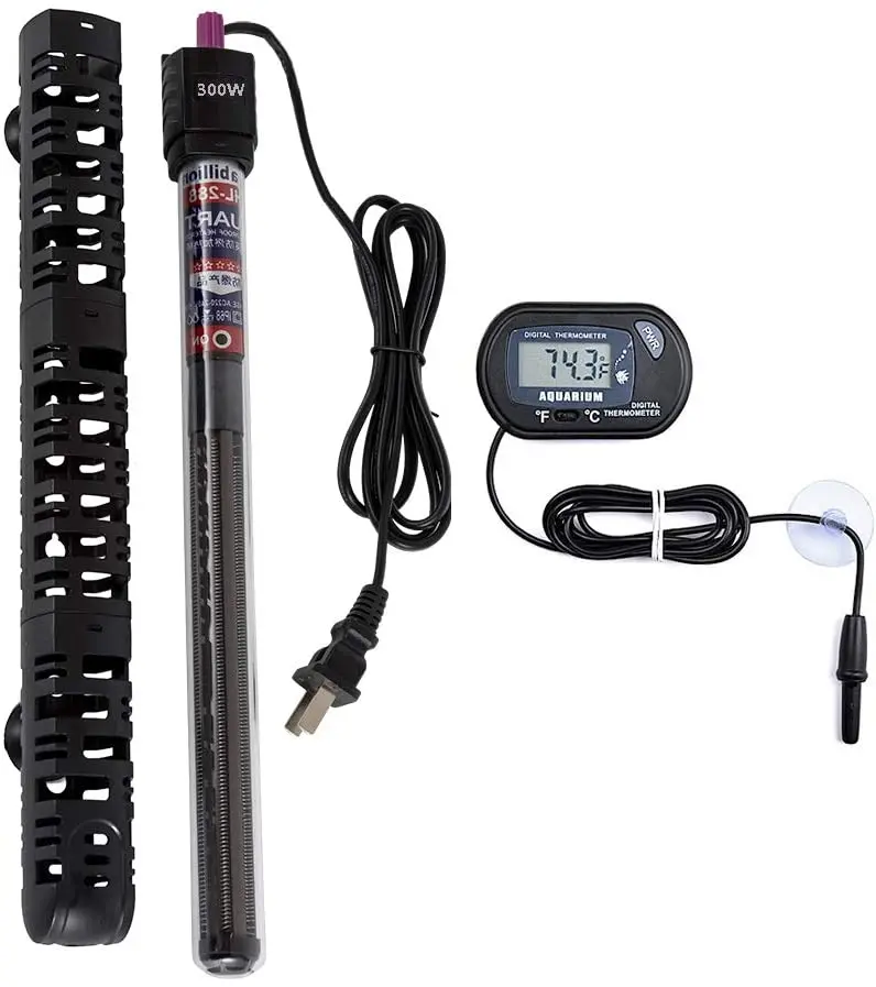 MQ - Calefactor de acuario sumergible con termostato automático, 200 W/300 W/500 W, calentador de tanque de peces con termómetro digital LCD, a prueba de roturas y explosiones