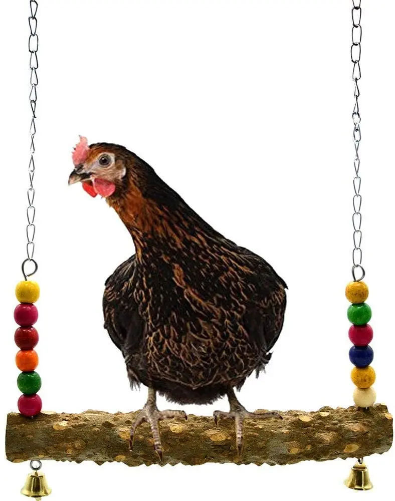 Mrli Pet - Juguetes de pollo con madera natural para gallinas grandes de aves, loro y guacamayo