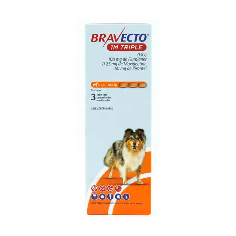 Msd Bravecto 100Mg 1Mes Triple (5-10Kg) 3 Tableta