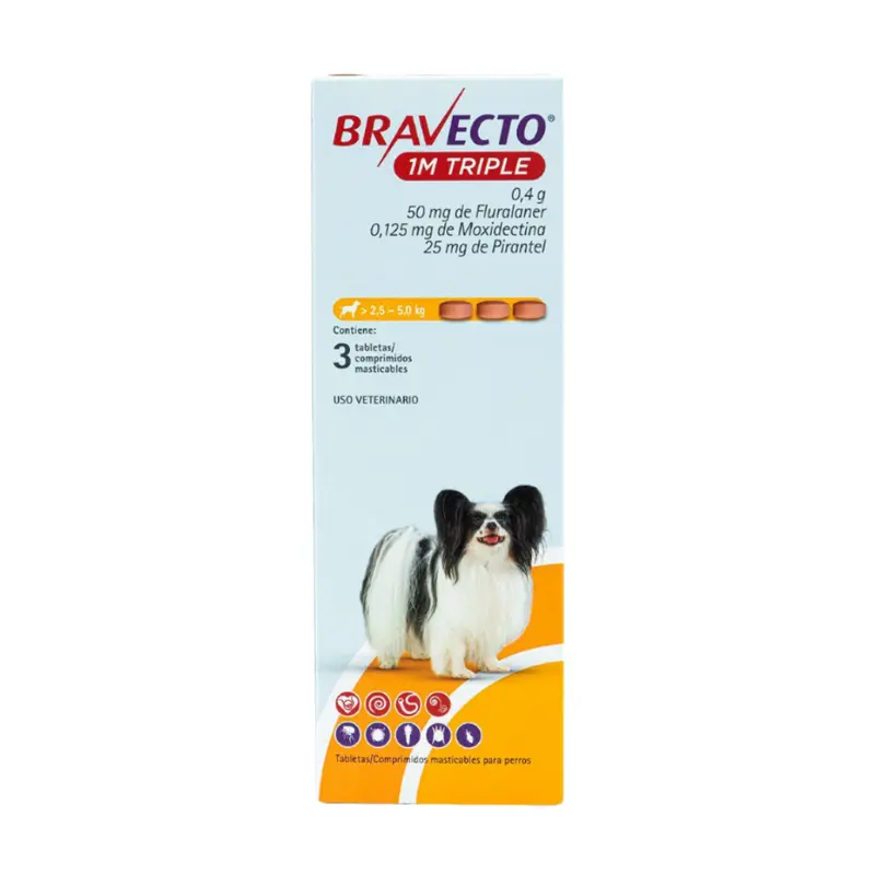 Msd Bravecto 50Mg 1Mes Triple (2.5-5Kg) 3 Tableta