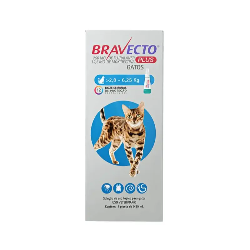 Msd Bravecto Plus Pipeta 250 Mg Gatos 2.8-6.25 Kg