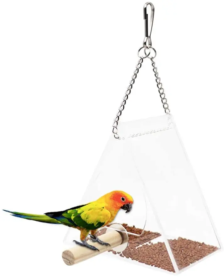 MUDUOBAN Comedero para pájaros con ventosas y cadenas a prueba de condiciones meteorológicas alimentador de alimentos para loros, Budgie Cockatiel Cages