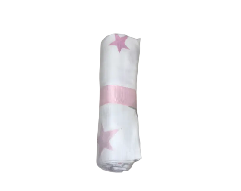 Muselina de Franela Nube Estrella Rosa