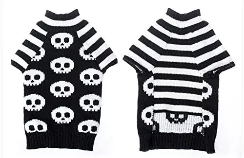 nacoco Pet jerséis Sweater Cráneo de esqueleto, color blanco y negro Jersey el gato perro ropa mascota ropa Little Puppy Dog – Sudaderas