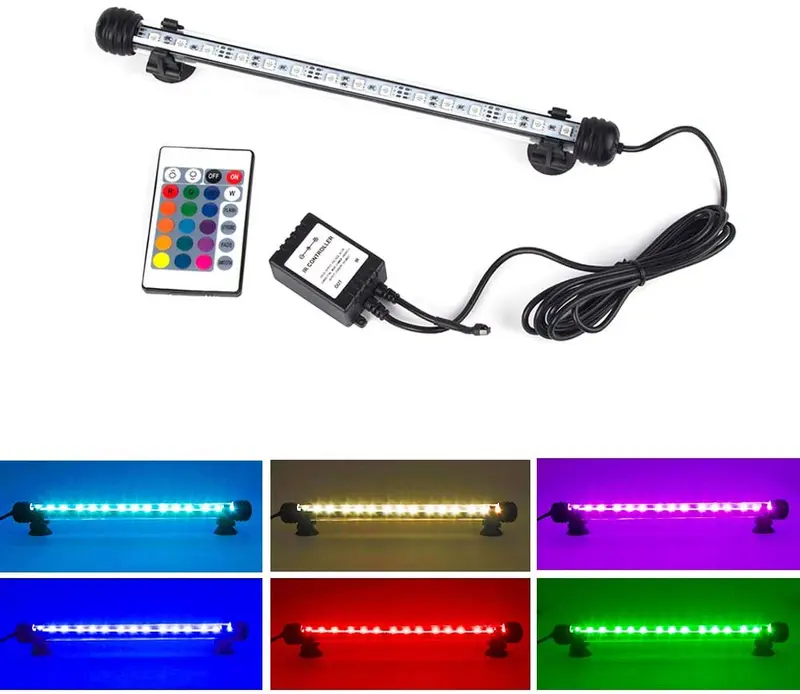NATEEL - Luz LED para acuario, luz para pecera, impermeable, RGB que cambia de color, control remoto sumergible bajo el agua, tira de luces LED de fondo, decoración de iluminación