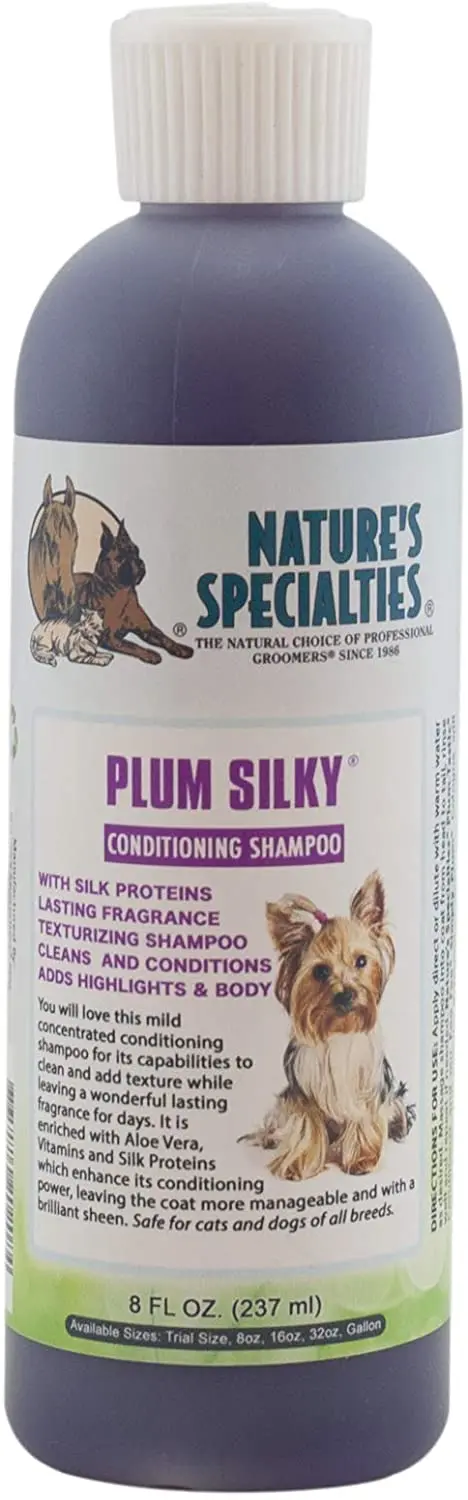 Nature's Specialties Champú acondicionador para mascotas de color ciruela sedoso, diluye hasta 24