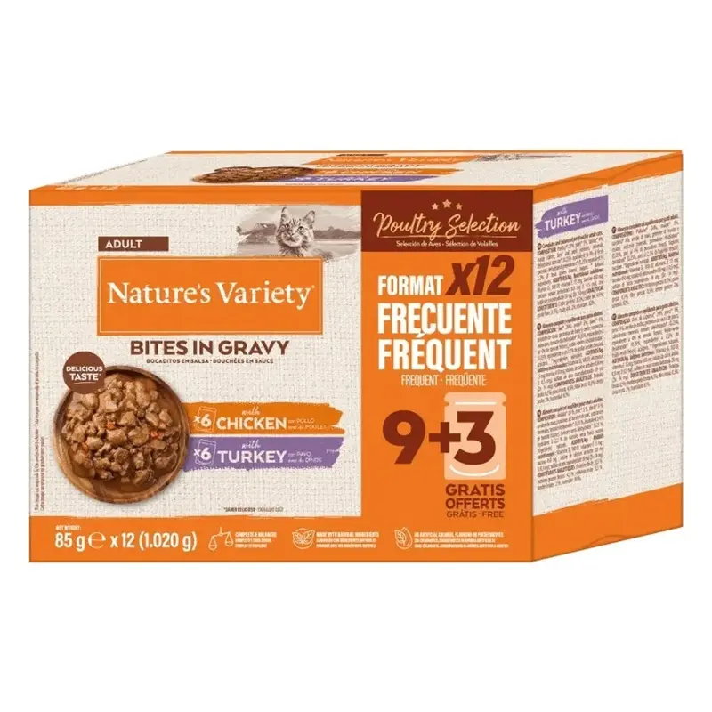 Nature's Variety Bocaditos Multipack Pollo Pavo 12x85gr