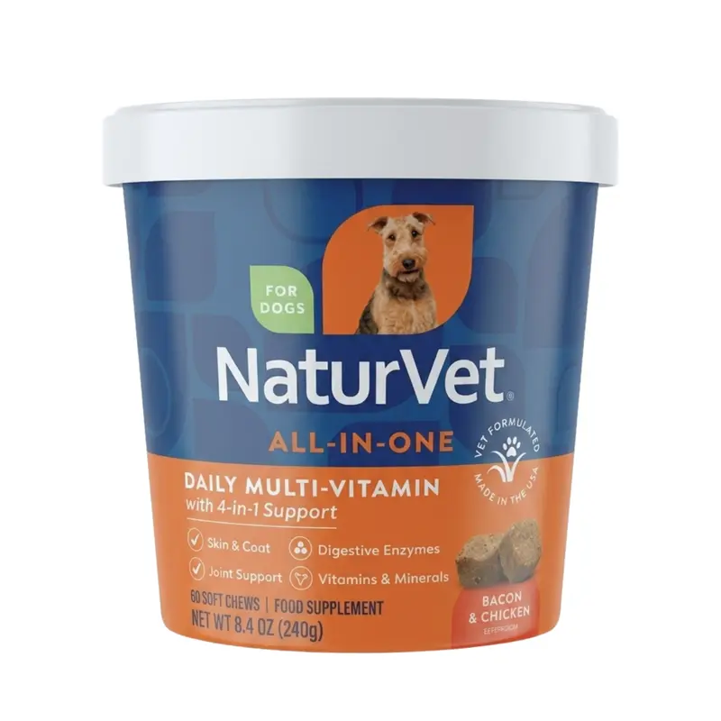 NaturVet Vitaminas Masticables Para Perros 60 Und
