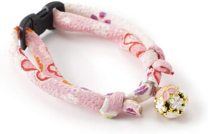 Necoichi Chirimen Sakura Collar de gato