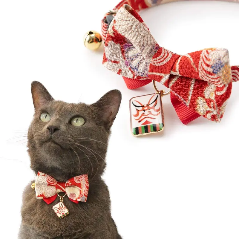 Necoichi Kabuki - Corbata de lazo, collar para gato
