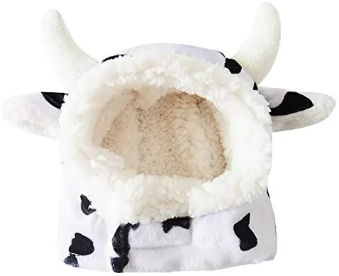 Negro y Blanco Pet Sombrero Para Gatos & Perros Pequeños Funny Pet de las Vacas locas cosplay costume con orejas de peluche
