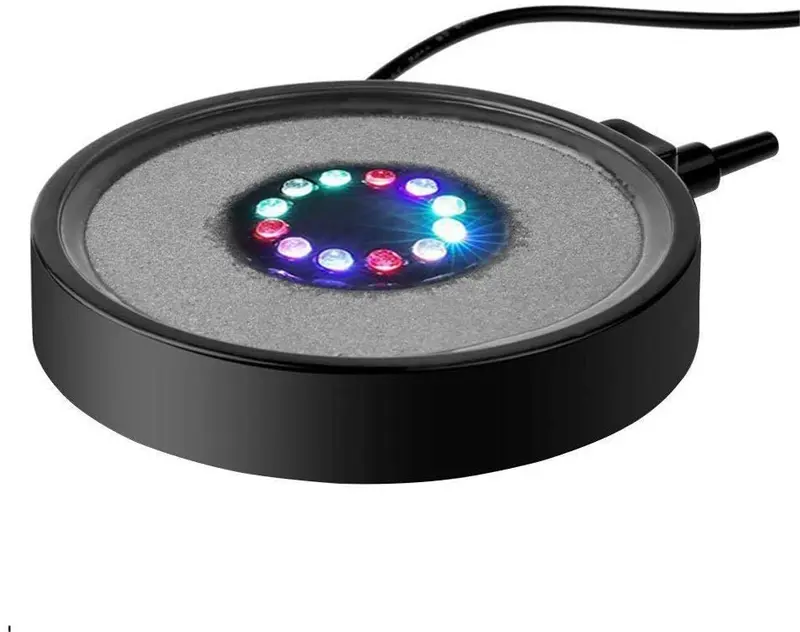 NICREW - Disco de piedras de aire LED multicolor para acuario, burbuja redonda para tanque de peces con luces LED que cambian de color