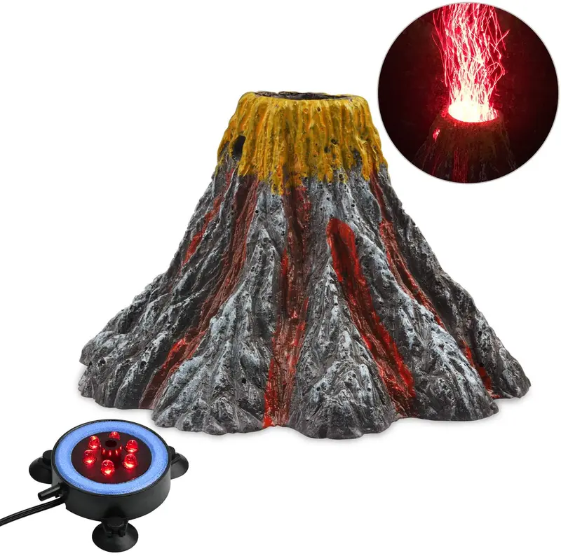 NICREW - Kit de adorno para acuario volcán para acuario, decoración de burbujas, para pecera, acuario con luz LED