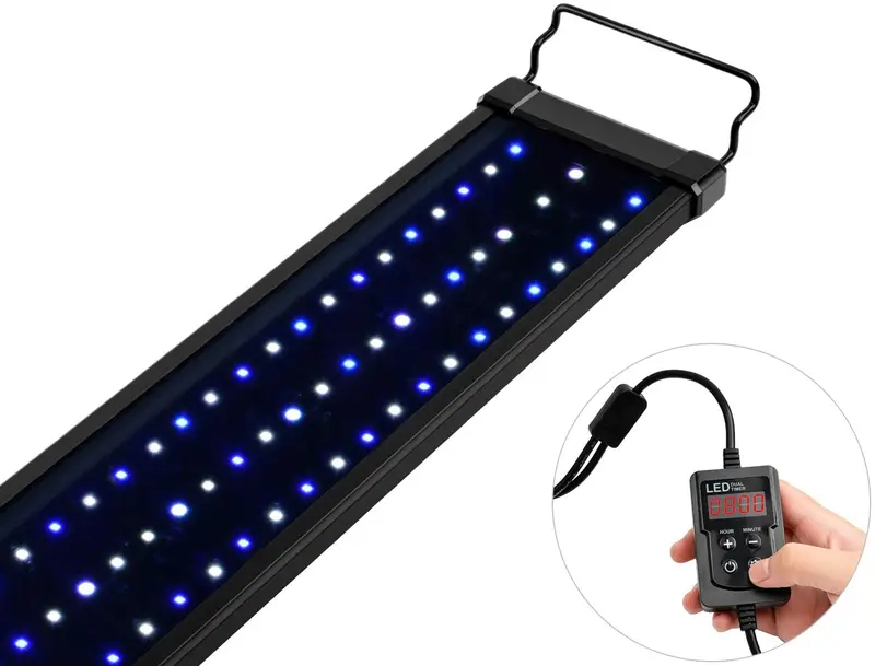 NICREW Luz de acuario de agua salada, luz LED marina para tanques de arrecife de coral, temporizador de 2 canales incluido