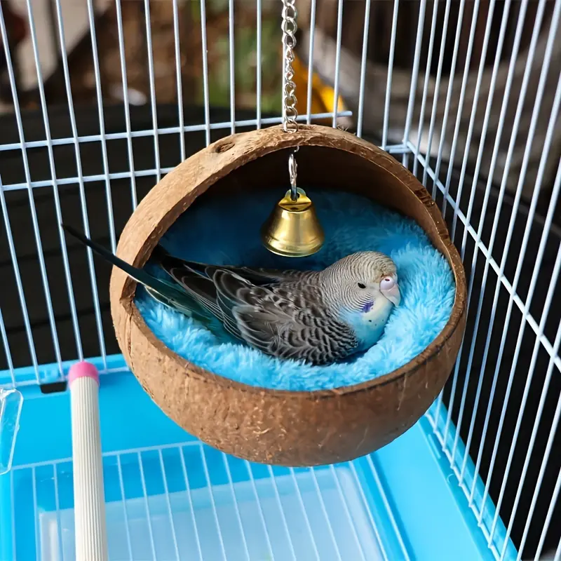 Nido Natural de Coco para Pájaros – Refugio Seguro y Cálido