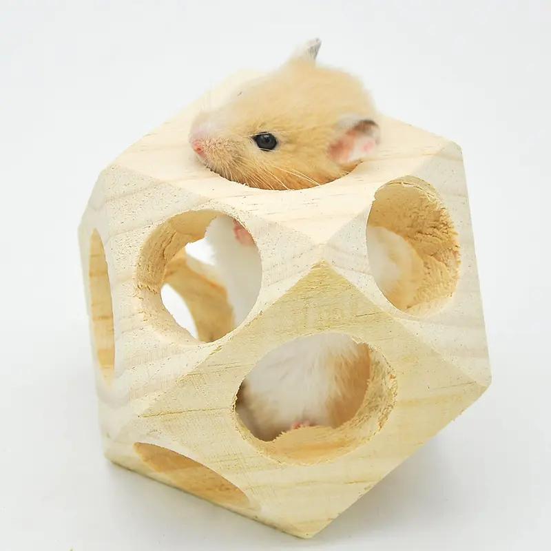 Niteangel interactivo de madera juguete bola para animales pequeños, masticar juguete para hámsters, Conejillos de Indias y conejos