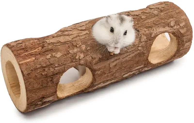 Niteangel Natural Wooden Hamster Mouse Tunnel Tube Toy Forest Hollow Tree Trunk