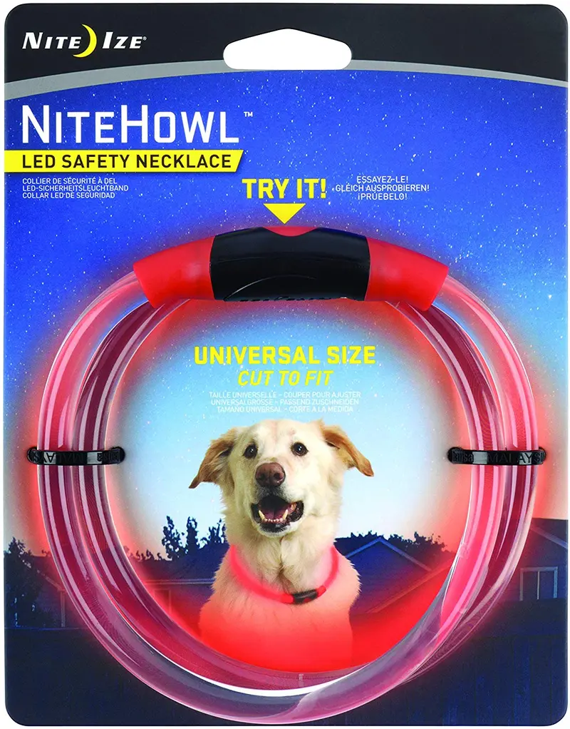 NiteHowl LED Safety Necklace, Universal, Reusable Visibility Necklace for Pets
