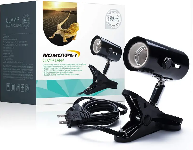 NOMOYPET Abrazadera de lámpara para Reptiles. Soporte ajustable para lámparas de calor y iluminación Hábitat.