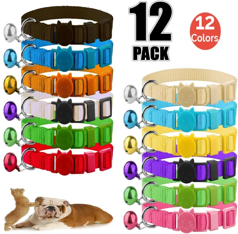 Numal cachorro ID collares para perros y gatos juego de, 12 piezas hecho de Super suave de nylon y cierre de seguridad Ideal para forro polar Identificación con tabla de registros